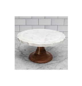 Customized Marble Cake <b>Display</b> Dessert Wood <b>Stand</b> Natural Marble Circular Tray Wedding Cake <b>Stand</b> for Round Shape - Product Image 5