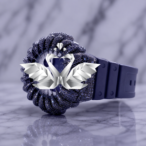 Custom Luxury Purple Crystal Digital Watch for Men, White Rubber Strap, Fully Iced Out Design - Product Image 1