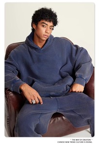 Pulls unisexes en gros de haute qualité 100% coton polaire hommes Vintage sweat à capuche uni lavé à l'acide sweat à capuche personnalisé vierge pour hommes - Product Image 3