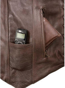 Real Leather <b>Men's</b> Retro Brown Leather <b>Vest</b> Pockets Side V-Neck Motorcycle Rider <b>Vest</b> Top Quality Custom Made 2025 Style <b>Vests</b> - Product Image 6