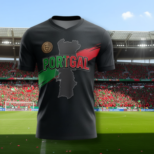 Maglietta Unisex per Tifosi di Calcio Portogallo WC 2026, T-Shirt Promozionale Rossa e Verde con Grafica per il Giorno della Partita - Product Image 3
