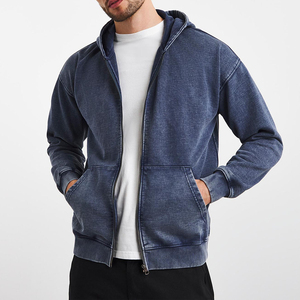 Sudadera con Capucha de Estilo Urbano, Holgada, Lavada al Ácido, para Hombre, 100% Algodón, Invierno, Personalizada, Extra Grande, Desgastada - Product Image 1