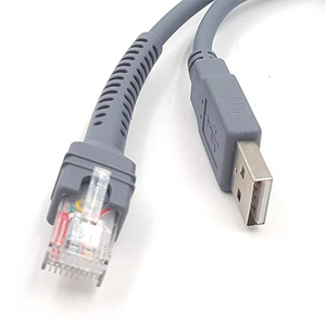 USB to <b>RJ45</b> Barcode Scanner <b>Cable</b> PVC Jacket Braid Shielding Coil Packing USB 2.0 Connector for Scanner Printer Computer - Product Image 1