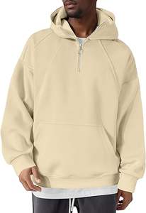 Men's 100% Cotton Oversized Pullover Quarter Zip Hoodie Embroidered Loose Fit Sweatshirt Kangaroo Pocket Winter <b>Season</b> MOQ 2pcs - Product Image 6