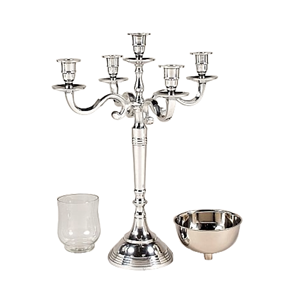 Candélabre en métal argenté à 5 bras de la plus haute qualité pour la décoration de fête de mariage et d'événement à la maison forme personnalisée taille régulière - Product Image 5