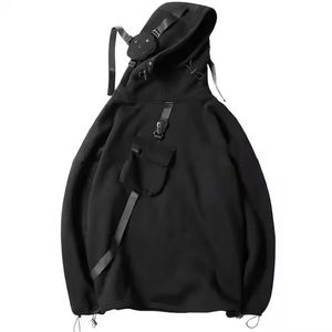 Sudaderas con capucha y sudaderas con relieve personalizadas para hombre, ropa de calle, jersey de manga corta, Sudadera con capucha, camisa Techwear, sudaderas con capucha negras de gran tamaño para hombre - Product Image 5