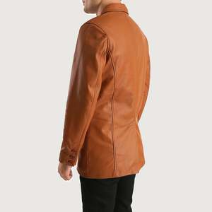 Blazer de piel de oveja semi-anilina color marrón canela con forro acolchado - Product Image 6