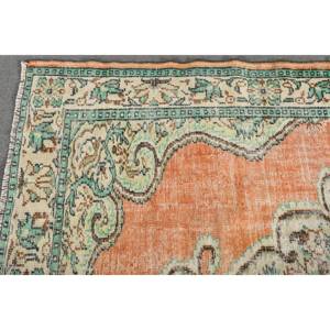 Alfombra turca Vintage 6,4X9,4 pies naranja verde Patchwork diseño lana látex tejido plano técnica sala de estar decoraciones pasillo - Product Image 5
