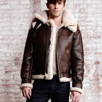 Blouson aviateur en cuir pour homme, style décontracté, en peau de mouton, avec capuche amovible, respirant et écologique, OEM