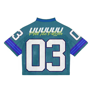 Venta al por mayor fabricante OEM servicio hombres fútbol Jersey Boxy Fit cuello en V para hombres Streetwear superventas carta impresión personalizada - Product Image 2