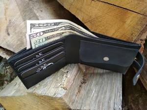 Portefeuille à deux volets en cuir véritable vintage fermeture ouverte RFID Slim Portable pour hommes avec couverture de pièce de monnaie LBW-0073 - Product Image 3