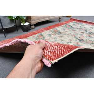 พรมขนสัตว์ตุรกีวินเทจสีเบจแดง4.5 x 7.9ft พื้นที่ขนาดใหญ่การออกแบบการเย็บปะติดปะต่อกันสำหรับห้องโถงห้องนอนยางห้องที่สมบูรณ์แบบ - Product Image 3