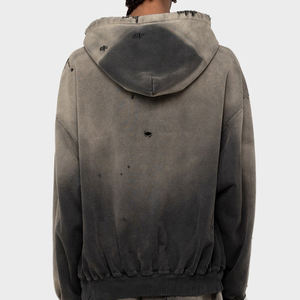 Vente en gros de sweat à capuche de qualité en coton épais à impression bouffante pour hommes coupe régulière sweats à capuche personnalisés en coton à demi fermeture éclair - Product Image 2