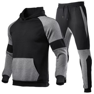 Survêtement en coton Survêtements de sport Hommes Femmes Noir 2 Pcs Survêtement Unisexe Survêtements Logo personnalisé Ensemble de survêtements - Product Image 6
