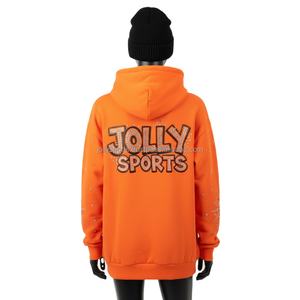 Premium 340 GSM femmes polaire à capuche Orange strass Chenille broderie Logo personnalisé pull sweat femmes bases sweats à capuche - Product Image 2