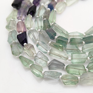 Multi Fluortite Gemstone Faceted Nuggets Shape Beaded Brins 8 inch Long Loose Stone Bead Strand For Jewelry Making - Product Image 4