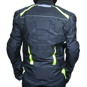 Veste textile moto de tourisme design personnalisé pour hommes veste Cordura toutes saisons moto aventureuse haute visibilité noire imperméable - Product Image 4