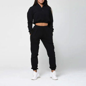 Ropa activa de invierno personalizada con logotipo OEM para mujer, Tops cortos cómodos, chándal de gimnasio, ropa ligera informal de algodón polar - Product Image 6