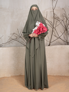 Robe de prière islamique légère et modeste pour femmes, longue, avec hijab, en polyester, robes décontractées, Abaya pour l'Aïd, vente en gros pour musulmanes - Product Image 6