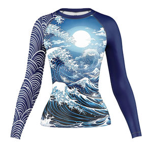Custom Logo High Quality Breathable Quick Dry Anti-Bacterial 100% Polyester Wholesale Printed Long Sleeve MMA <b>Women</b> <b>Rash</b> <b>Guard</b> - Product Image 1