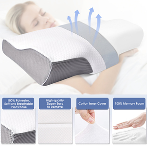 Memory Foam <b>Pillow</b> Neck <b>Pillow</b>, Adjustable Ergonomic <b>Contour</b> Support Cervical <b>Pillow</b> Slow Rebound Memory Foam No Latex - Product Image 6