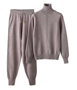 Personalizado OEM algodón estampado corte crudo dobladillo borde Sudadera con capucha chándales pantalón para las mujeres Mohair dos piezas Jogger Set - Product Image 2