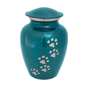 Urna de Metal para mascotas con estilo clásico de lujo, memorial de cremación con estampado de pata de aluminio para decoración del hogar, suministros funerarios - Product Image 1
