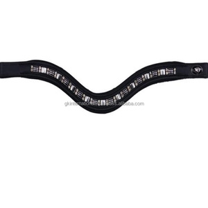 Bande de front en cuir personnalisé de haute qualité avec rembourrage noir doux décorer avec des cristaux noirs et argentés brillants - Product Image 4