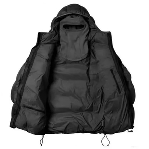 Chaqueta de invierno personalizada para hombre transpirable impermeable estilo casual con cierre de cremallera chaqueta acolchada negra - Product Image 3