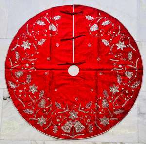 Falda de árbol de vacaciones decorativa La artesanía Premium agrega sofisticación y estilo a la exhibición de Navidad Diseño de tela suave elegante - Product Image 1