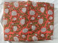 Vente en gros 44 ''/111cm de largeur organique main bloc imprimé doux coton tissu à la mode fruits impression pour femmes sacs couvre filles