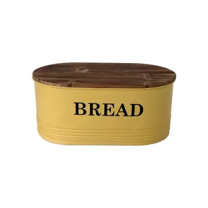 YIXIANG Premium Metal Bread Box with wood Lid Stainless Steel Large Bread Bin Storage Container And Organizer for Kitchen Counte