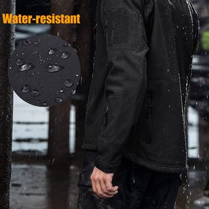 Veste polaire à capuche pour homme, coupe-vent, softshell, style vêtements de travail tactiques, fermeture éclair, noire, pour l'hiver et les activités de plein air - Product Image 5