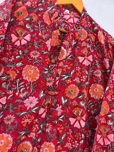 Jaipuri vestido Midi de verano para mujer Vestido largo de diseñador de algodón hecho a mano suelto bloque de flores naturales estampado Casual para fiesta universitaria - Product Image 4