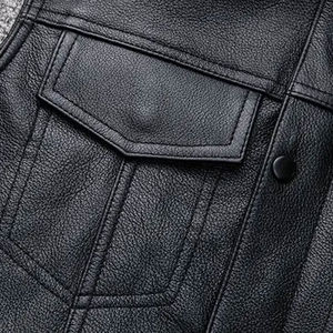 Gilet en cuir de moto de haute qualité pour hommes Gilet en cuir véritable pour hommes - Product Image 4