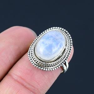 Bijoux pour femmes Bague en argent style bohème Bijoux en argent sterling 925 Pierre de lune Pierre précieuse Tendance Bague faite main Cadeau pour l'amour - Product Image 2