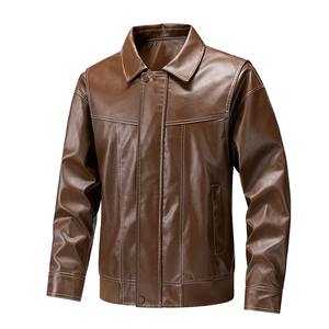 Logotipo personalizado de alta calidad más cremallera negra para montar al aire libre a prueba de viento ropa de manga larga slim fit chaqueta de cuero práctica para hombres - Product Image 3