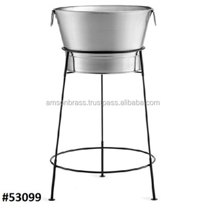 Ice Beverage Cooler with Stand Decorative Wine Cooler Stand <b>Galvanized</b> Oval Ice Bucket Party <b>Tub</b> with Stand Party Event - Product Image 6