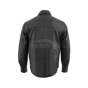 Concevez votre propre vêtements d'hiver en gros hommes manches longues chemise en cuir hommes col rabattu hommes chemise en cuir - Product Image 4