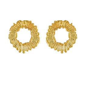 2024 exquis fabriqués à la main à usage quotidien cerceaux ovales sans plomb boucles d'oreilles en laiton fleurs pour Arkansas dames - Product Image 1