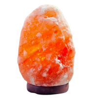 Lampe en sel rose de l'Himalaya sculptée à la main JOBAK - Écologique, Feng Shui, 100% cristal pur, qualité supérieure, base en bois personnalisée