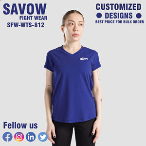 Camisetas Vintage de algodón para mujer, venta al por mayor, camisetas informales holgadas de manga corta con cuello en V, camisetas ecológicas para el verano - Product Image 5