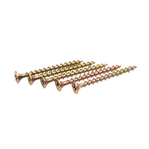 Superventas tornillos de doble cabeza plana sujetadores tornillo de aglomerado Chapado en zinc amarillo avellanado de madera - Product Image 1