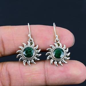 Joyería de piedras preciosas Esmeralda para mujer, pendientes de estilo bohemio de plata, joyería de plata de ley 925, pendientes hechos a mano de tendencia, regalo para - Product Image 4