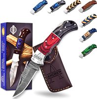 Cuchillo de Camping Plegable de Hoja de Acero Inoxidable/Damasco Forjado a Mano de Grado Industrial con Mango de Madera y Punta Caída, Borde Personalizado, ODM