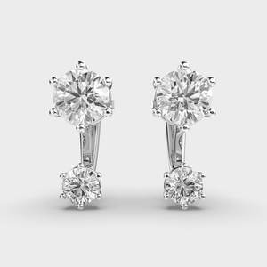Pendientes de diamantes cultivados en laboratorio redondos de dos piedras, tendencia elegante, oro sólido de 14 quilates para boda o compromiso - Product Image 5