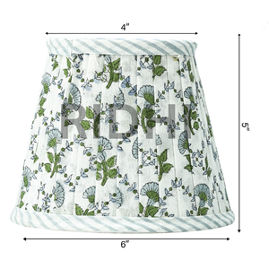 Abat-jour plissé en coton bio fait main bleu clair de luxe indien Ridhi pour la décoration intérieure et les couvre-lampes - Product Image 2