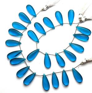 Calidad súper fina 7 \ "hilo completo azul neón apatita hidrocuarzo cuentas 10x25MM largo forma de pera Briolette para joyería - Product Image 2