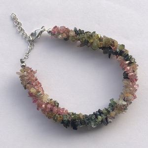 925 argent Sterling naturel multi Tourmaline semi-précieux puces non coupées torsadées perles de pierre Bracelet fermoir nouveau Design vraies pierres - Product Image 1