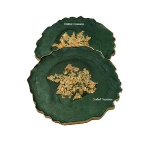 จานรองแก้วอีพ็อกซี่สีเขียวเรซินแม่น้ำชุดที่รองแก้วเครื่องดื่มสุดสร้างสรรค์แผ่นรองแก้ว4ใบสำหรับเครื่องดื่มที่บ้าน - Product Image 4